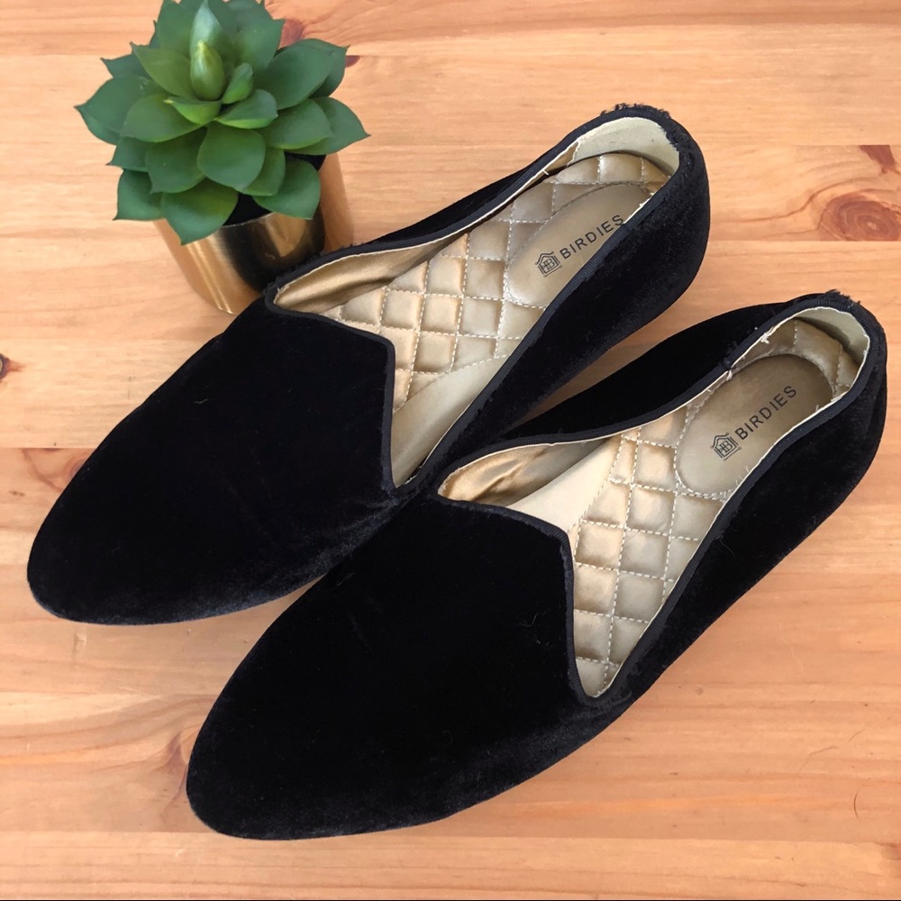 Birdies The Heron Black Velvet Flat Slipper - Picture 4 of 7